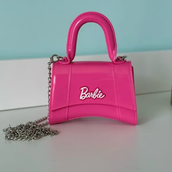 💖 BARBIE Mini Pink Jelly Chain Crossbody Bag Purse - Picture 2 of 9